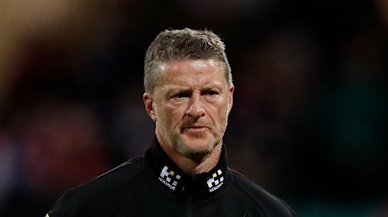 Richmond coach Damien Hardwick has been accused of using offensive langauge at a VFL game on Saturday.