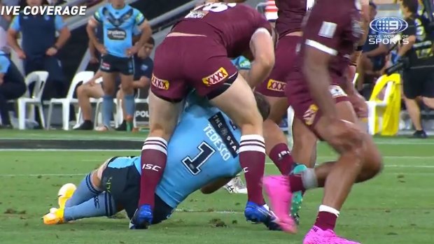 Jai Arrows gets ready to slam an unconscious James Tedesco.