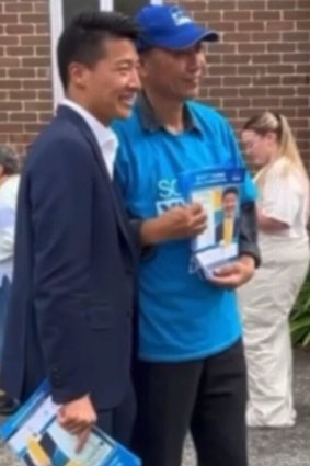 Yan Zehua with Scott Yung at an Eastwood pre-polling booth. 