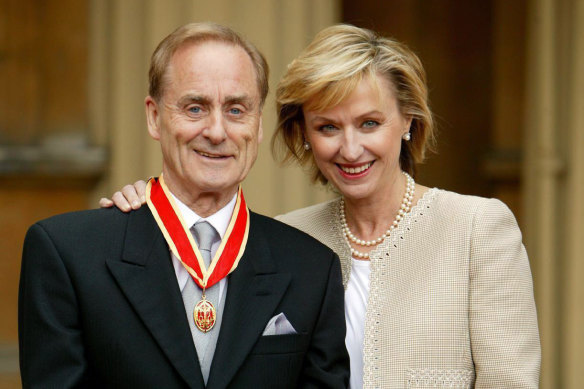Power couple: Harold Evans and Tina Brown pictured after Evans was knighted in 2004.