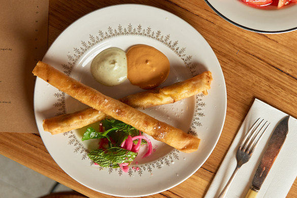 Lamb cigars at Dawn and Mabels come with preserved lemon harissa.