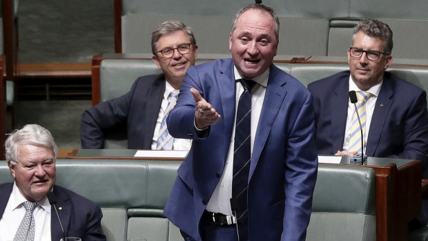 Former deputy prime minister Barnaby Joyce in question time on Thursday. 