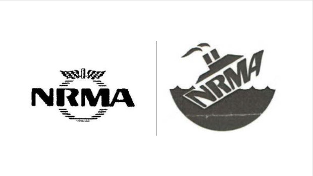 The NRMA's trademarked logo, left, and the Maritime Union image it complained about.