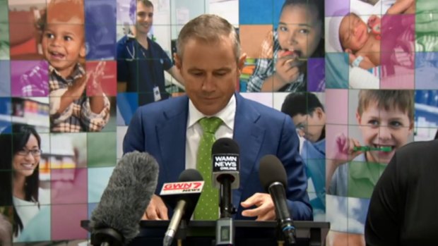 Health Minister Roger Cook at Wednesday's press conference. 