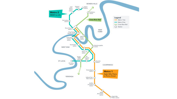 Brisbane Metro route map.