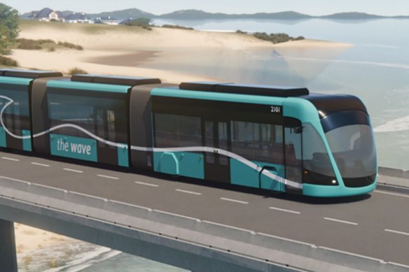 An artist’s impression of the Wave, a new metro for the Sunshine Coast.