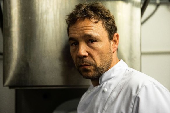 Stephen Graham as chef Andy Jones in the feature film Boiling Point (2021), shot in a single take by director Philip Barantini and cinematographer Matthew Lewis.