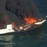‘Could have exploded’: Two men rescued as boat gutted by fire in Port Phillip Bay