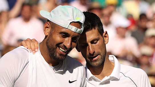 Bromance: Nick Kyrgios and Novak Djokovic played in last year’s Wimbledon final.