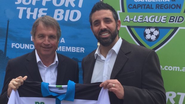 Canberra A-League head of football Ron Smith and bid leader Michael Caggiano. 