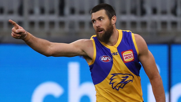 West is best: Josh Kennedy was on the mark for the Eagles with four goals in his 250th AFL game.