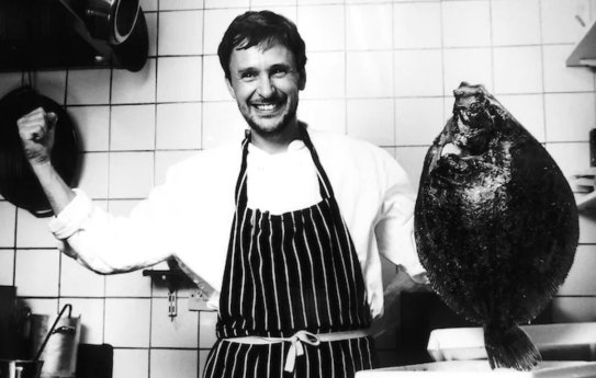 Alastair Little in his London kitchen.