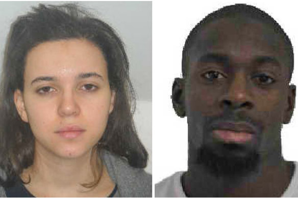 Hayat Boumeddiene (left) and Amedy Coulibaly (right).