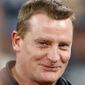 MELBOURNE, AUSTRALIA - JULY 28: Michael Voss, Senior Coach of the Blues celebrates during the 2023 AFL Round 20 match between the Collingwood Magpies and the Carlton Blues at The Melbourne Cricket Ground on July 28, 2023 in Melbourne, Australia. (Photo by Michael Willson/AFL Photos via Getty Images)