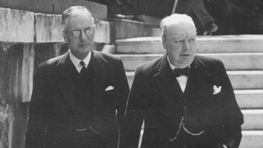 Australian Prime Minister John Curtin and his British counterpart Winston Churchill at the Conference of Dominion Premiers in London in 1944.