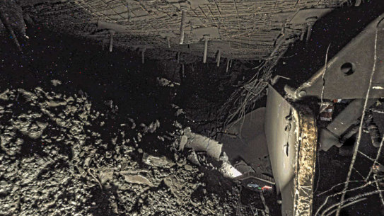 Inside the mine after the explosion. 