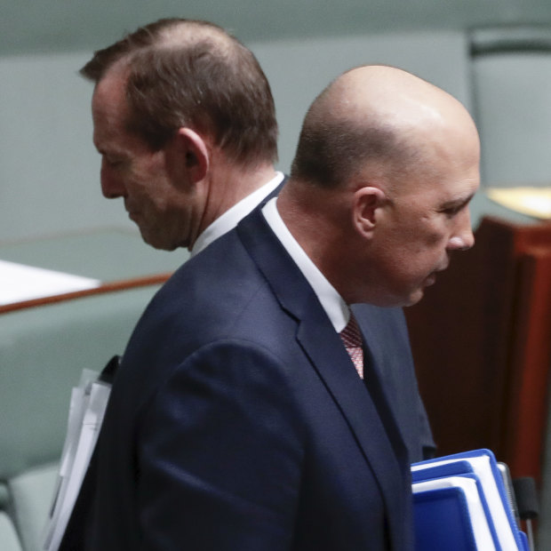 Liberal MPs believe former prime minister Tony Abbott joined forces with Peter Dutton to end Malcolm Turnbull's prime ministership. 