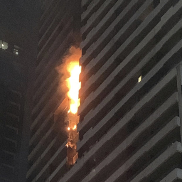 The Neo 200 apartment building in central Melbourne caught fire in February.
