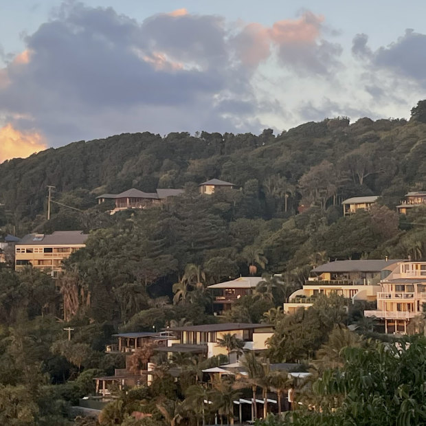 Ultra-expensive properties overlooking Wategos Beach.