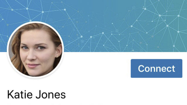 Part of a LinkedIn profile for someone who identified themselves as Katie Jones. 