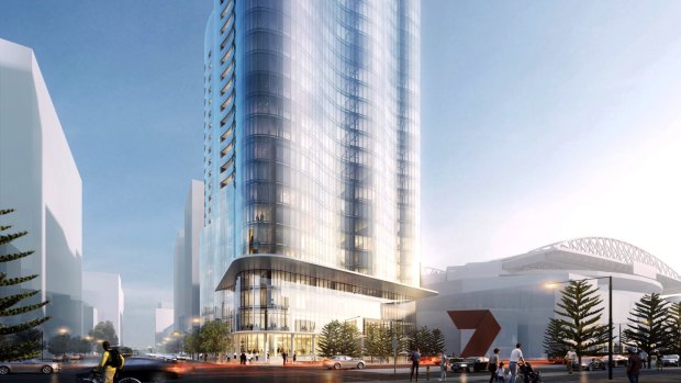 Salta Properties' proposed new 26 storey apartment tower with an Indigo Hotel in Melbourne's Docklands.