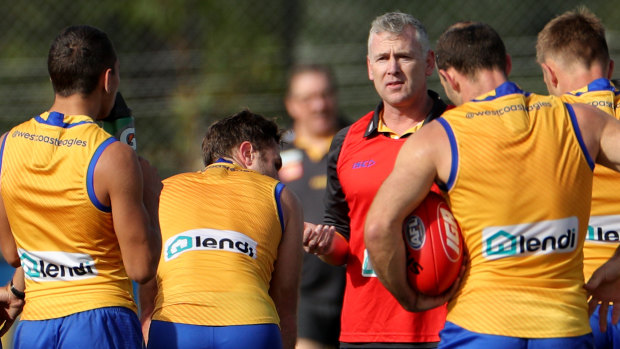 West Coast coach Adam Simpson has not had his side play as consistently as in 2018 but they are improving.