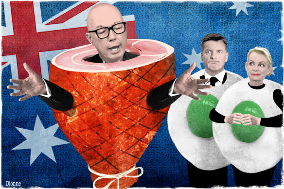 Selling Dutton dressed up as ham