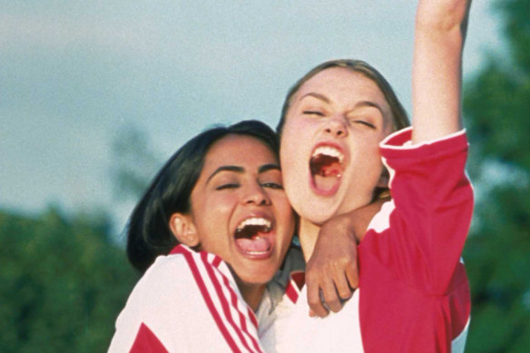 Parminder Nagra (left) and Keira Knightley in Bend It Like Beckham.