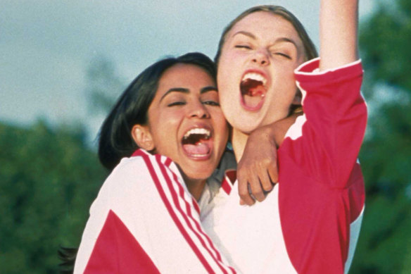 Parminder Nagra (left) in the role of Jess, and Keira Knightley, portraying Jules, in a scene from Bend It Like Beckham.