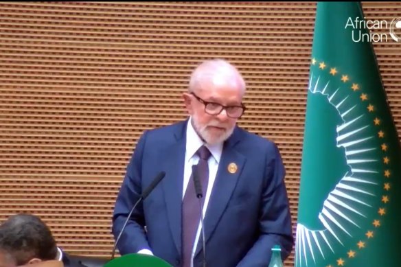 Brazilian President Luiz Inacio Lula da Silva at the 37th African Union Summit in Addis Ababa.