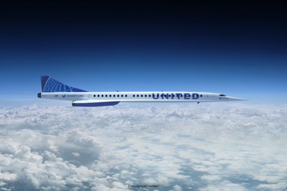 A rendering of the supersonic jet that United Airlines will buy from Boom Supersonic.