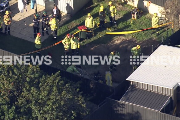 The man is trapped in a hole at the rear of the Hillarys property. 