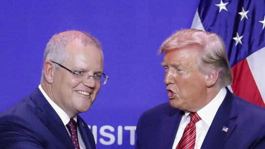 Scott Morrison and Donald Trump, as prime minister and president, in 2020.