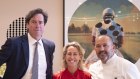 Tabcorp and former AFL CEO Gillon McLachlan with VRC CEO and former AFL executive Kylie Rogers and chef Guillaume Brahimi in the Crown tent.