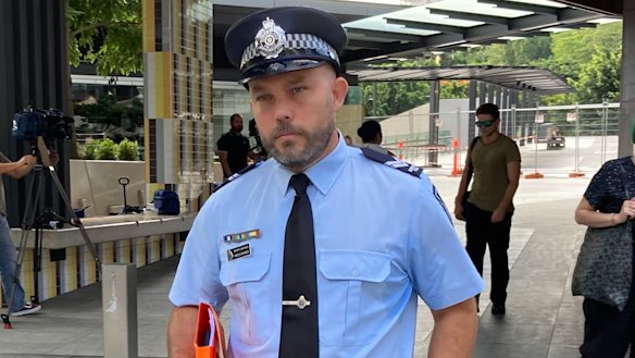 Senior Constable Angus Skaines, who was commended by Deputy State Coroner Jane Bentley for his professionalism in speaking to Hannah Clarke at the scene of the attack.