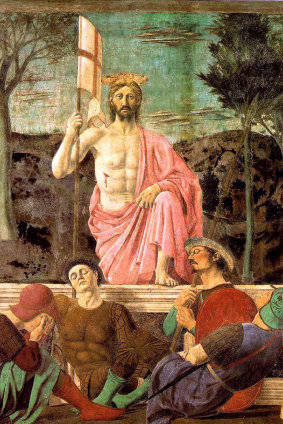 The Resurrection (detail) by Piero della Francesca, who was one of the first to use linear perspective.
