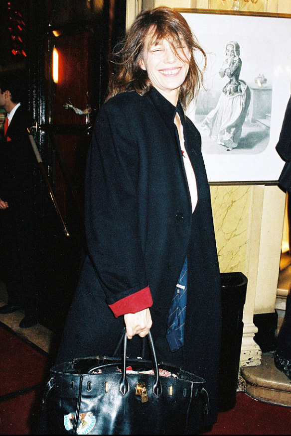Jane Birkin with her namesake Hermès bag.