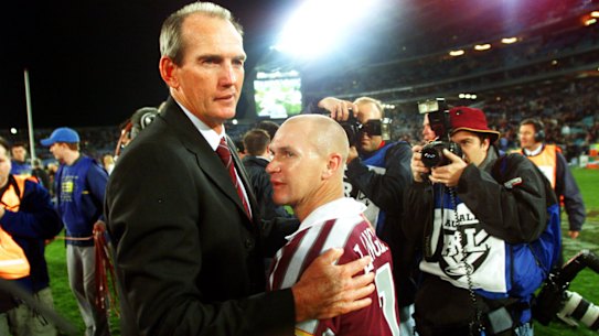 Wayne Bennett with Allan Langer back in 2003.