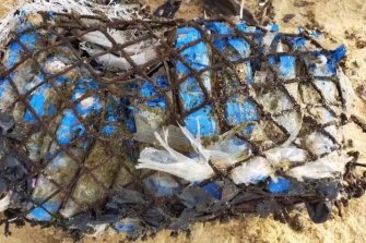 The suspicious package that washed up on Malabar Beach on Saturday.