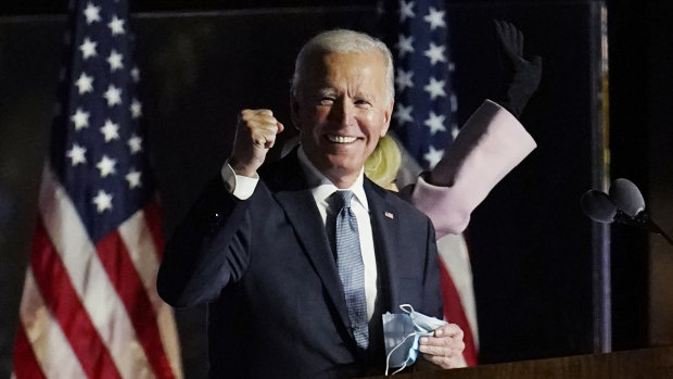 Joe Biden speaks to supporters on Wednesday in Wilmington, Delaware. 
