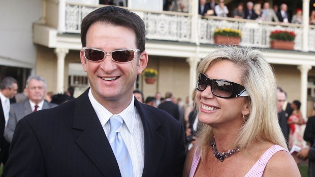 Mark Waugh and his wife Kim after their horse Mahtoum won the 2005 Sydney Cup.