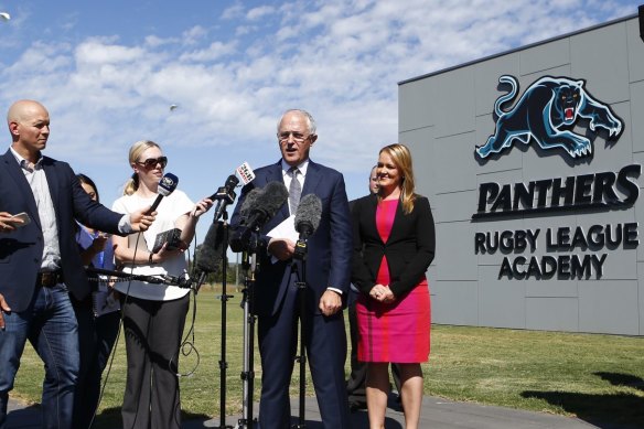 Prime Minister Malcolm Turnbull opens the Penrith Panthers Rugby League Academy in 2016.