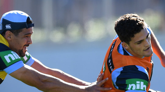 Pressure's on: New Blues halves Cody Walker, left, and Nathan Cleary.