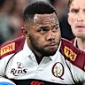 Filipo Daugunu of the Reds breaks away from the Waratahs defence