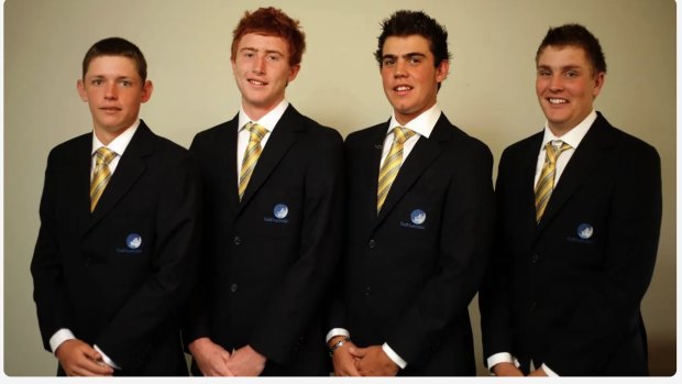 Ryan Peake (second from right) teamed up with a young Cameron Smith (far left) to win the 2010 Trans-Tasman Cup.