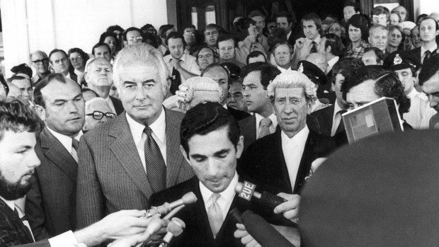 David Smith, secretary to the governor-general, announces that Sir John Kerr has dismissed the Whitlam government on November 11, 1975.