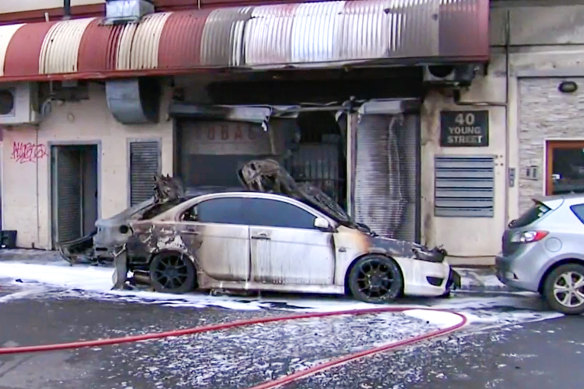 Fire damage at a tobacco shop, one of more than 30 arson attacks staged during “tobacco wars” between Kazem Hamad and a notorious Melbourne crime family.