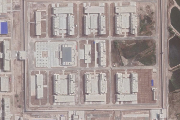 Satellite image of a detention camp in Xinjiang, China, in September 2020.