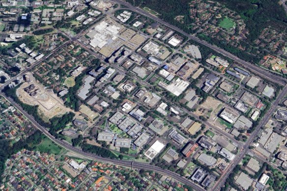 The Macquarie Park area between metro stations as it appears now.