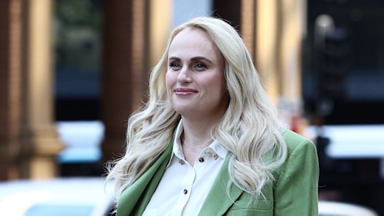 Rebel Wilson arrived at the Federal Court in Sydney on Wednesday.